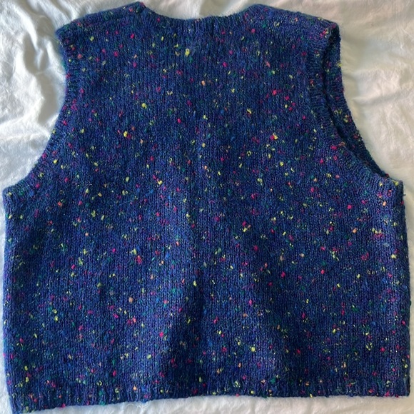 Stefano Basics Vintage Mohair Blend Popcorn Multi Blue Knit Sweater Vest 26/28 - Picture 2 of 3